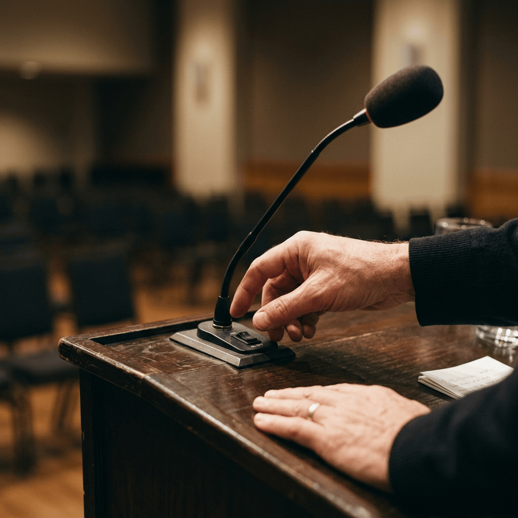 Podium microphone being switched off